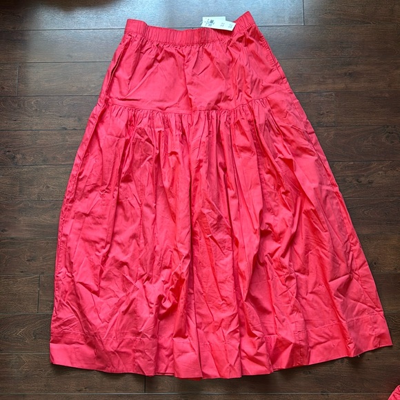 Abercrombie & Fitch Poplin Midi Skirt (Red) - Picture 2 of 6